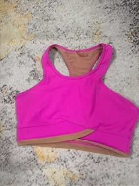 FP Movement by Free People Hot Pink Sports Bra with Tan Trim